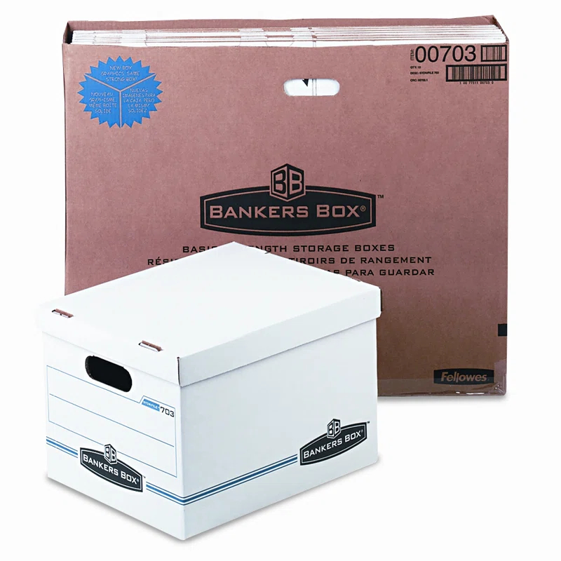 Bankers Box® Stor/File Box w/Lid & Handle, Ltr/Lgl, 12 x 15 x 10, WE/Blue, 12/Ctn