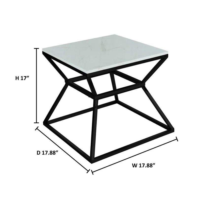 Adore Decor Audrey Marble Side Table, 17"
