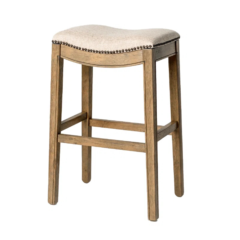 Maven Lane Maven Lane Adrien Backless Saddle Kitchen Stool with Fabric Upholstery