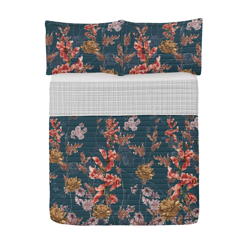 Ambesonne Microfiber Reversible 3 Piece Coverlet/Bedspread Set