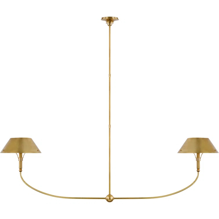 Hand-Rubbed Antique Brass Dual Light Linear Chandelier