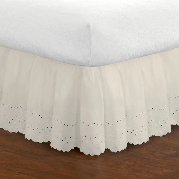 Fresh Ideas Fresh Ideas Ruffled Eyelet Bed Skirt, 14" Drop Length