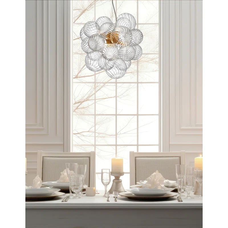 Dainolite Charlize 6 Light Pendant - Clear Spiral Glass