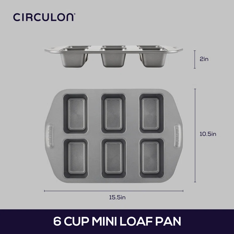 Circulon Circulon Nonstick Bakeware Mini Loaf Pan, 6-Cup, Gray
