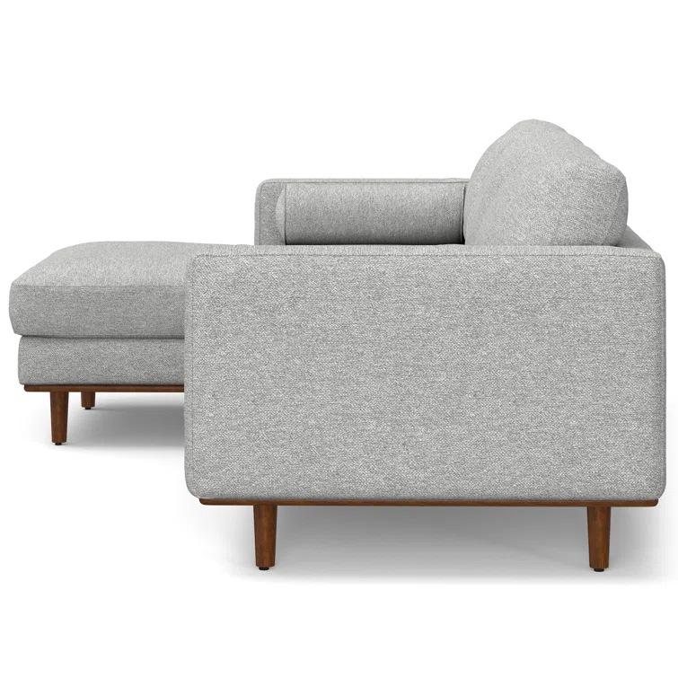 Simpli Home Morrison Large Left Sectional Sofa,Mid-Century Modern Couch with Chaise Lounge and Eco-Friendly Woven-Blend Fabric