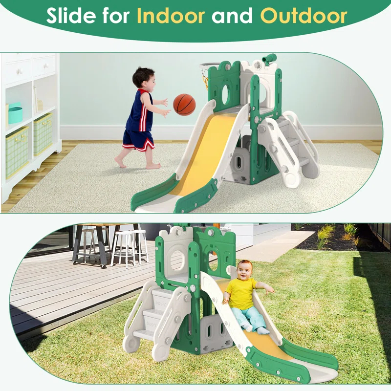 7 in 1 Kids Slide, Toddler slide with Climber Outdoor Indoor Slide Playset