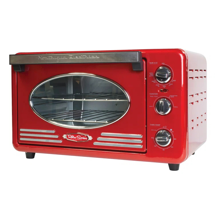 Nostalgia Nostalgia Large-Capacity 0.7-Cu. Ft. Capacity Multi-Functioning Retro Air Fryer Toaster Oven, Fits 12 Slices of Bread and Two 12-Inch Pizzas, Built In Timer, Includes Baking Pan, Wire Racks and Crumb Tray