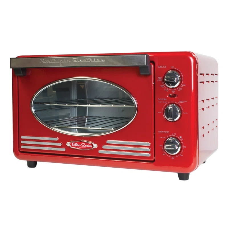 Nostalgia Nostalgia Large-Capacity 0.7-Cu. Ft. Capacity Multi-Functioning Retro Air Fryer Toaster Oven, Fits 12 Slices of Bread and Two 12-Inch Pizzas, Built In Timer, Includes Baking Pan, Wire Racks and Crumb Tray