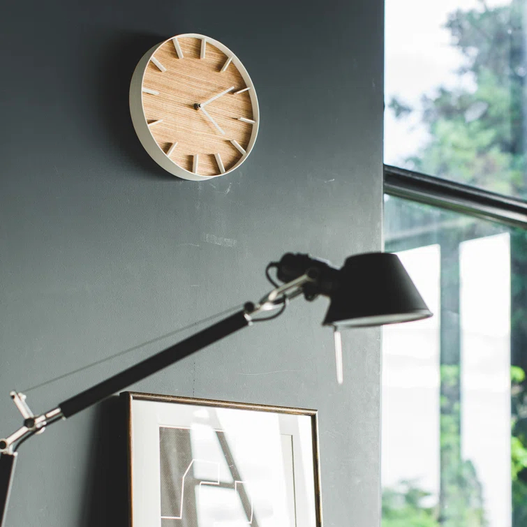 Rin Yamazaki Home Wall Clock, Modern Wood Home Decoration, Steel + Wood, Step Motion Second