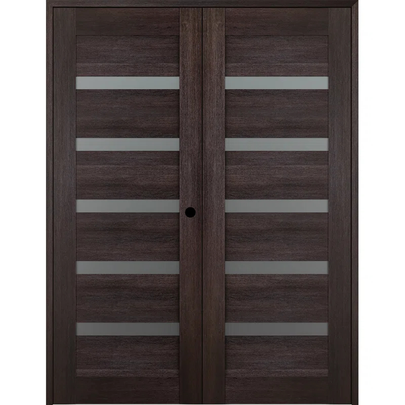Belldinni Avon 07-04 Vetro Manufactured Wood and Frosted Glass Composite Double Prehung French Door