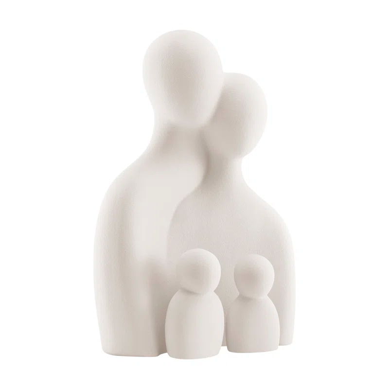 Wrought Studio™ Hans Cream Abstract Nesting Three Piece Family Of 4 Decorative Accent Matte Ceramic Sculpture Figure Set
