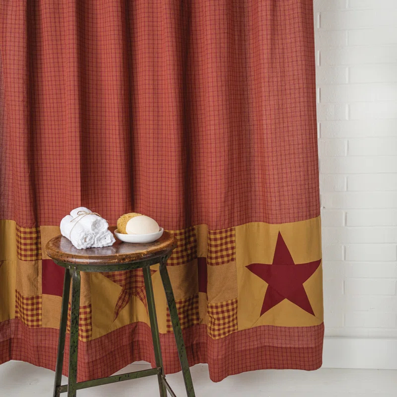 VHC Brands Ninepatch Star Cotton Shower Curtain