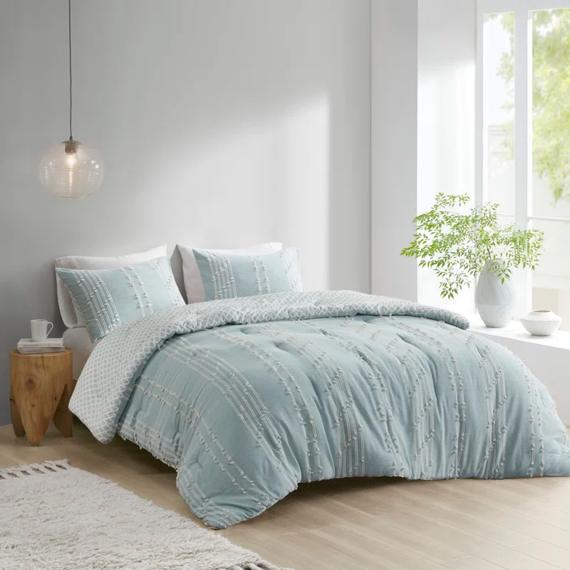 INK+IVY 3 Piece Cotton Jacquard Bedding Set