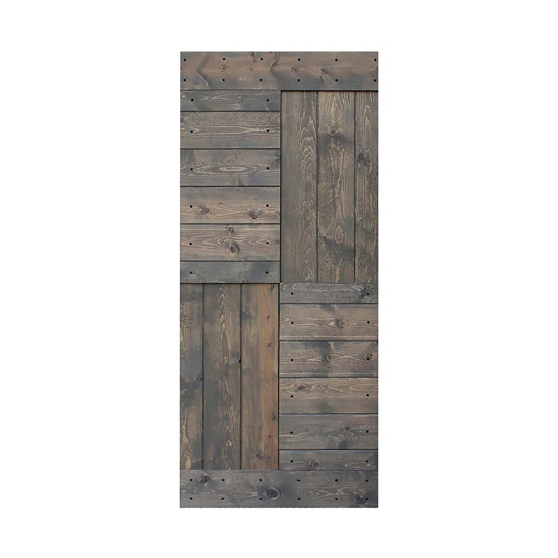 Mr. Wood L Series Paneled Wood Painted Barn Door without Installation Hardware Kit