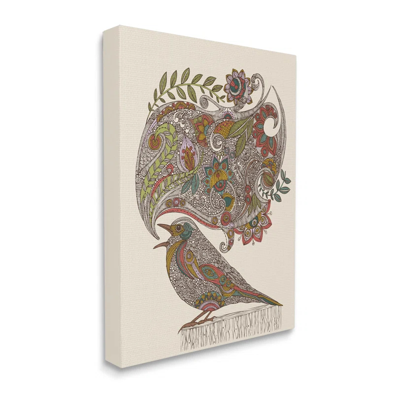 Stupell Industries " Song Bird Complex Paisley Patterns Botanical Leaves " by Valentina Harper