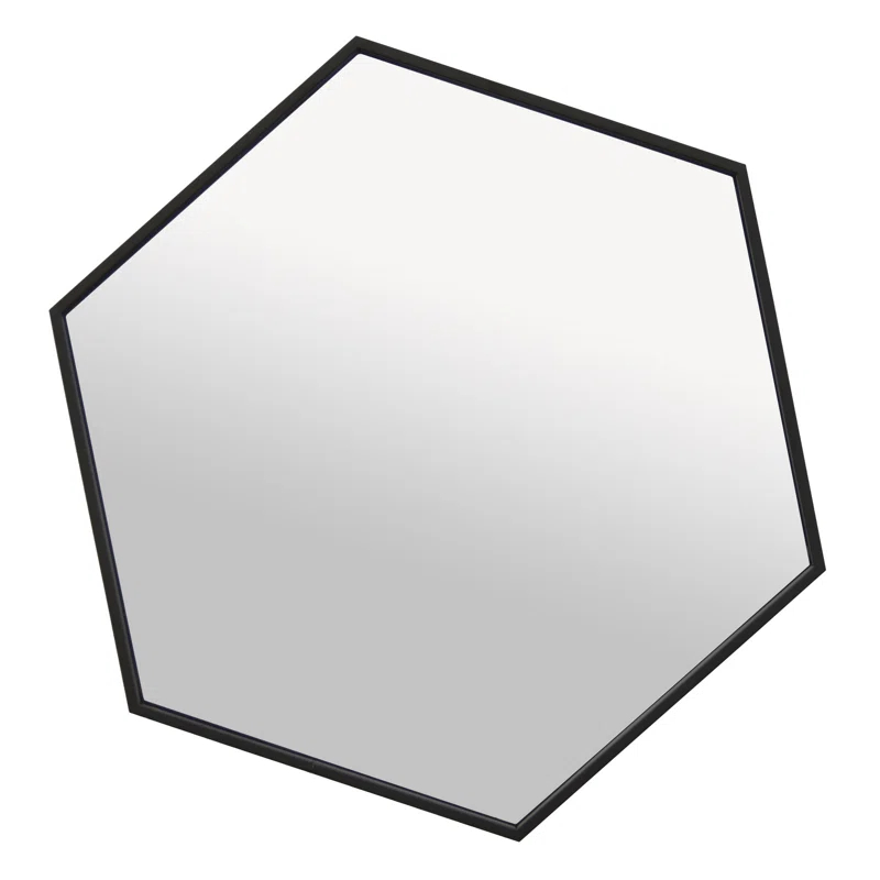 Benjara Lima Decorative Wall Mirror, Hexagon Shaped 24 x 28, Metal Frame