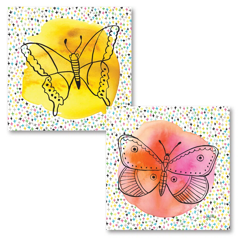 Ebern Designs " Butterflies I And II " by Amy Frazer 2 - Pieces