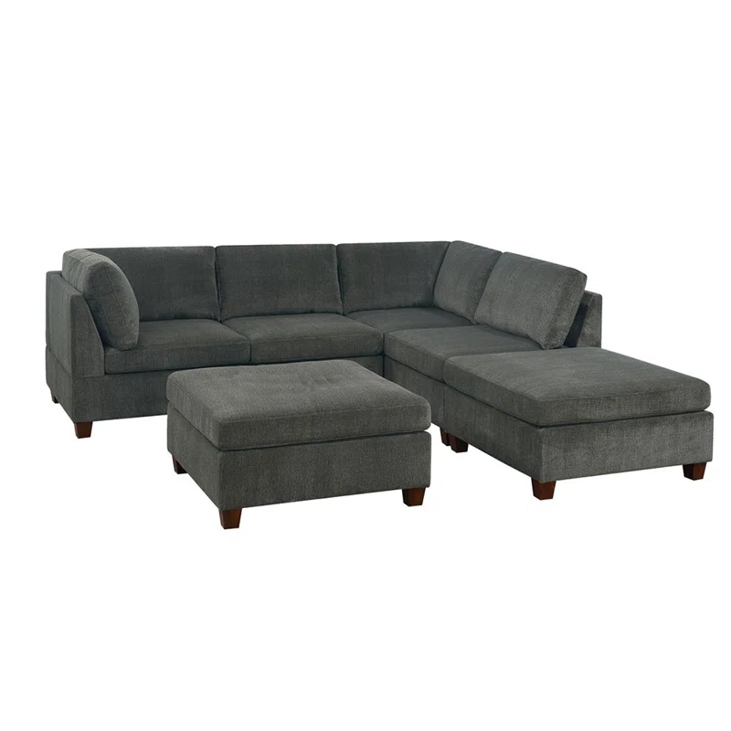 Simple Relax 6 Piece Chenille Modular Sectional Sofa