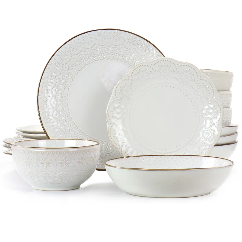 Elama 16 Piece Stoneware Dinnerware Set - Service for 4