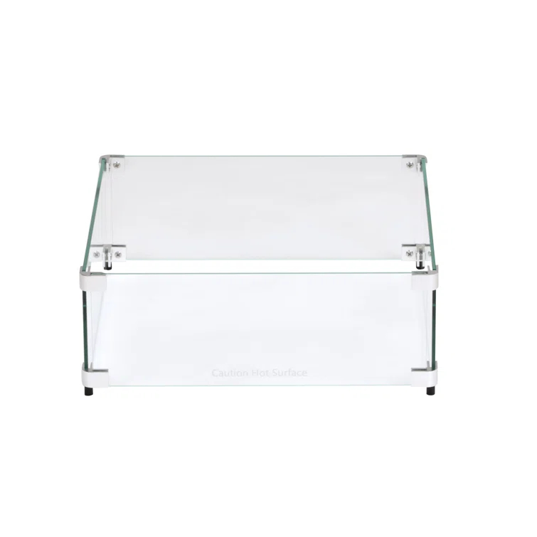 Celestial Fire Glass Square Fire Pit Wind Guard