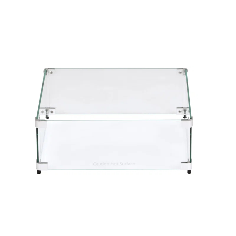 Celestial Fire Glass Square Fire Pit Wind Guard