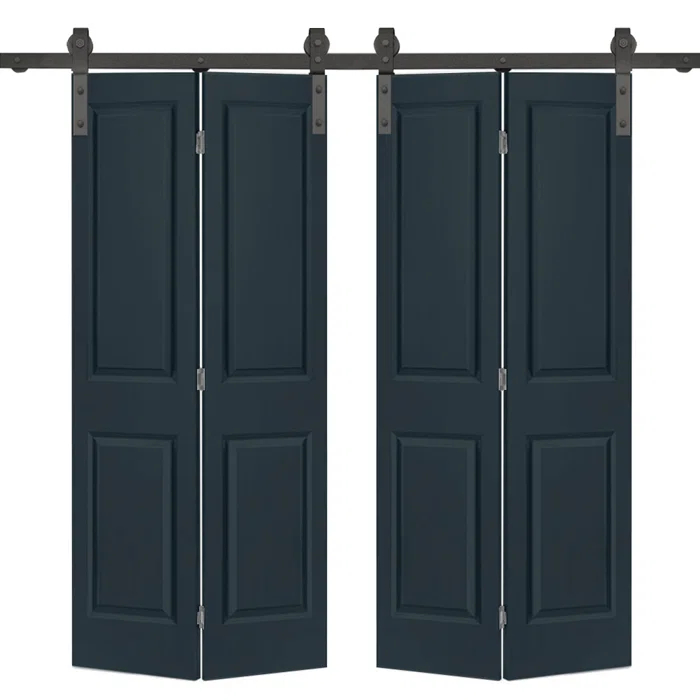 Calhome Paneled MDF Composite Double Bifold Barn Doors with Installation Hardware Kit