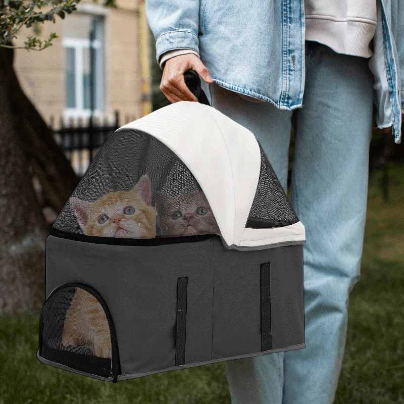 MoNiBloom Folding Pet Stroller, Foldable Dog Jogger Stroller with Detachable Carrier, Basket and Cup Holder