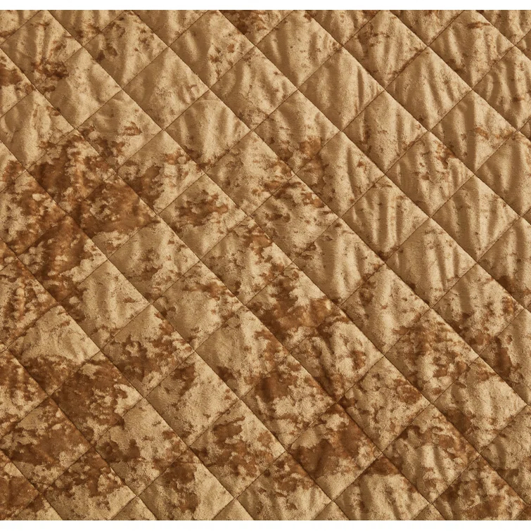 Chezmoi Collection Diamond Stitch Reversible Plush Distressed Velvet Quilt Set
