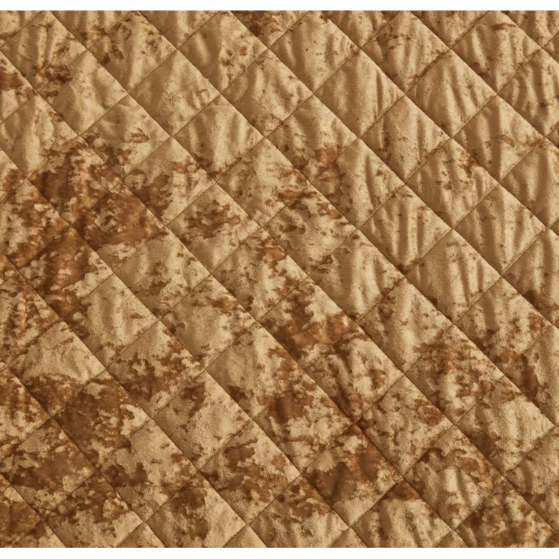 Chezmoi Collection Diamond Stitch Reversible Plush Distressed Velvet Quilt Set