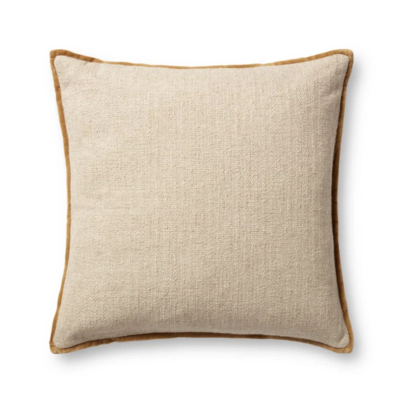Aveline Pillow by Amber Lewis x Loloi - Ivory and Gold / 22" x 22" / Polyester