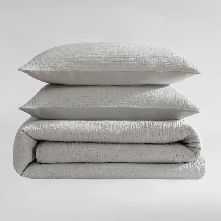 Calvin Klein Washed Texture Solid Cotton Duvet Cover Set