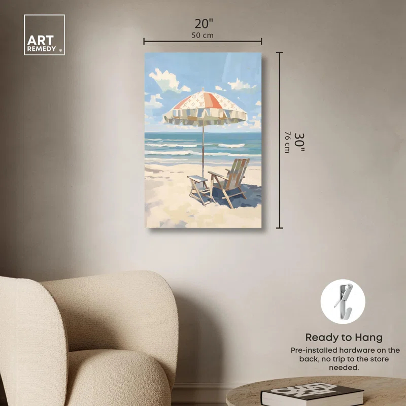 Art Remedy Clear Skies Beach Canvas Glam Coastal Wall Art by Art Remedy