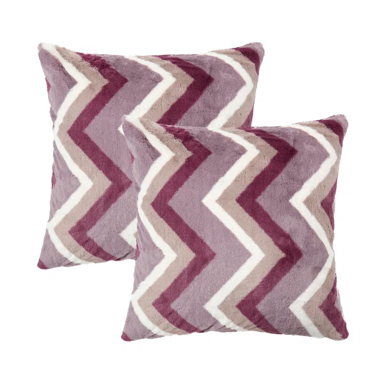 Home Soft Things Chevron Faux Fur Pillow Cover (Set of 2)
