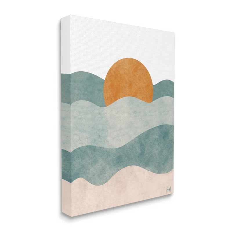Stupell Industries " Abstract Beach Sunrise Layered Shape Ocean Waves " by Birch&Ink