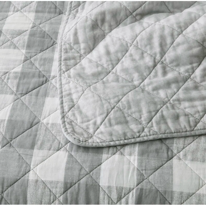 Chezmoi Collection Cotton Plaid Quilt Set