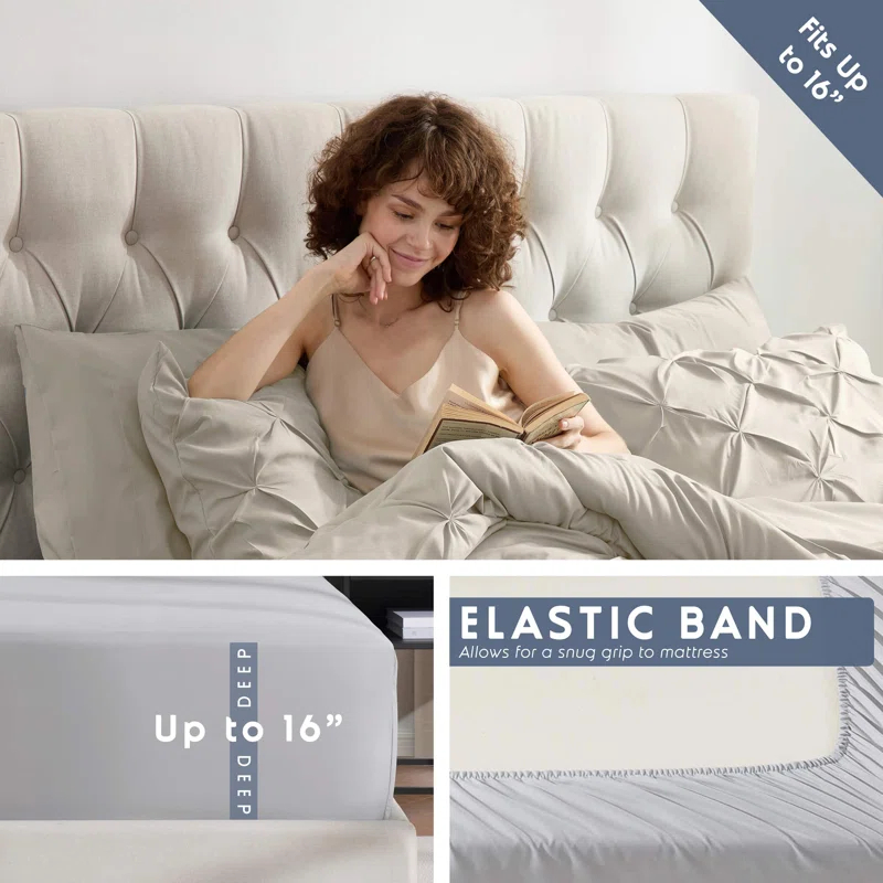 Bed-in-A-Bag Pleated Comforter Set with Bed Sheets