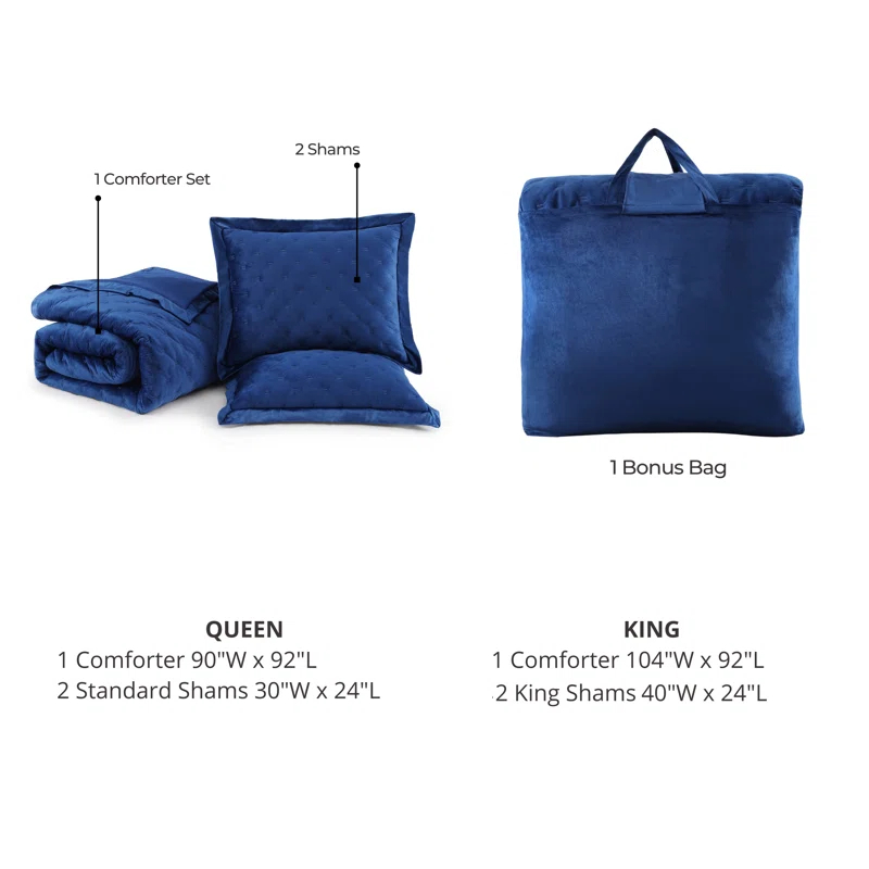 BeBeJan Bebejan 3 Piece Velvet Comforter Set