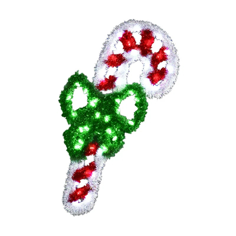 Vickerman 4' Metallic Candy Cane with Bow Commercial Pole Decoration with 44 LED Lights