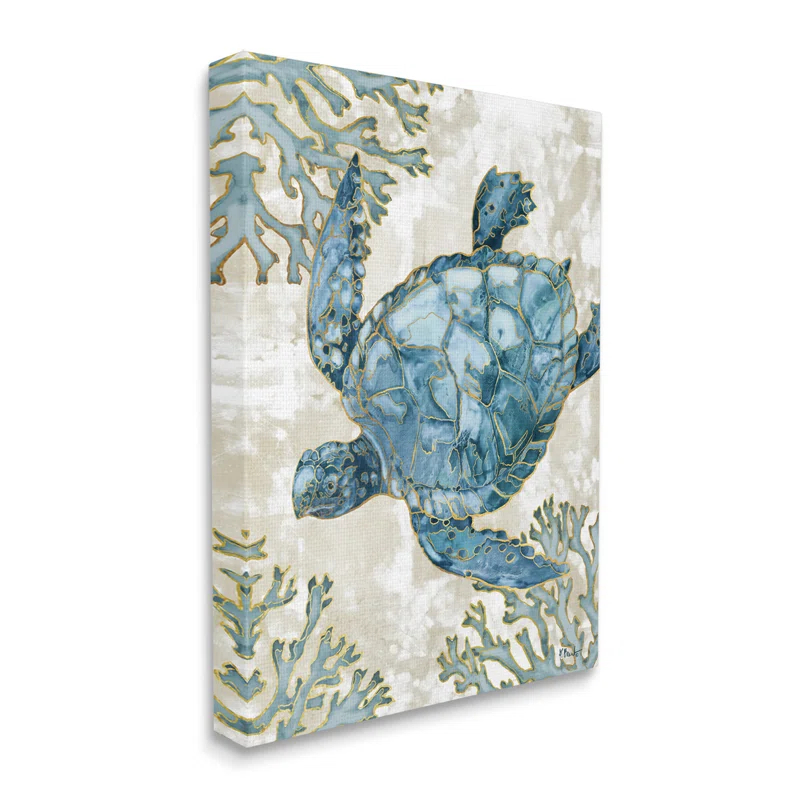Stupell Industries " Sea Turtle Swimming Playa Sealife " by Paul Brent Painting Print