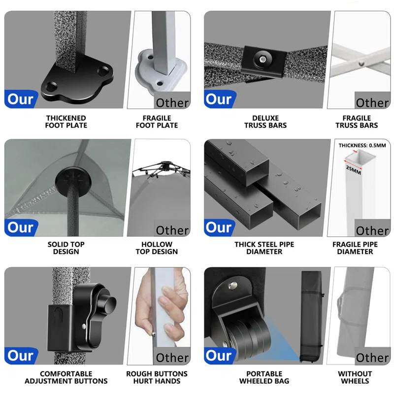 HOTEEL 10'Wx20'D Heavy Duty Pop up Canopy Tent with 6 sidewalls Easy Up Commercial Outdoor