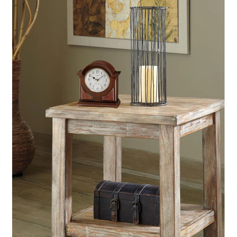 Seiko Sayo American Traditional Analog Wood Quartz Movement / Crystal Tabletop Clock in Brown
