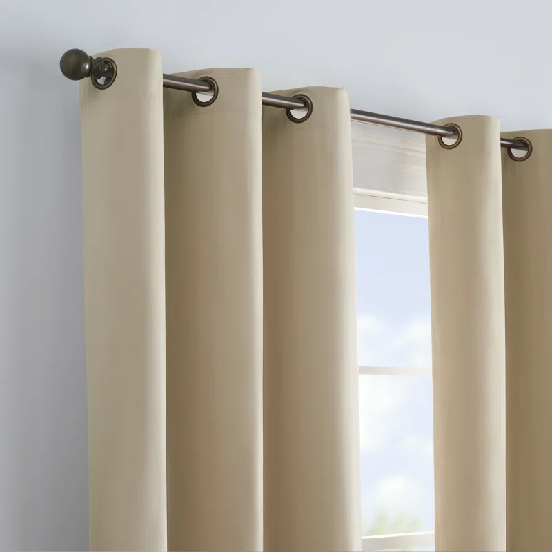 Eclipse Microfiber Blackout Grommet Curtains, Solid Thermaback Window Curtains
