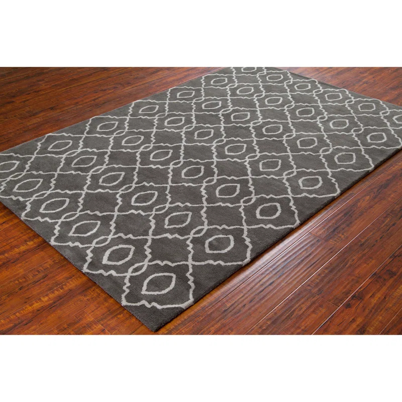 Stella Patterned Contemporary Wool Charcoal/Cream Area Rug