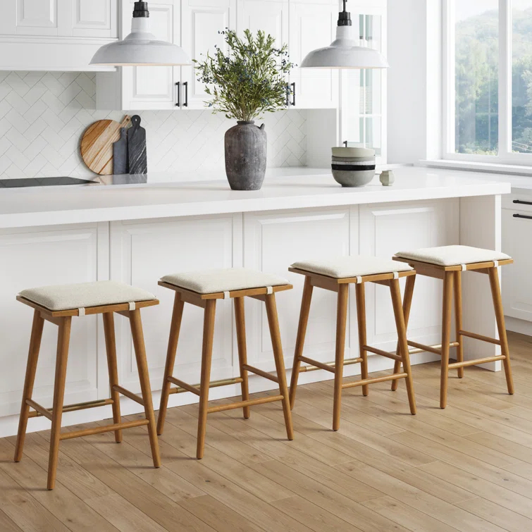 Nathan James Barker Upholstered Counter Stool with Solid Wood Frame