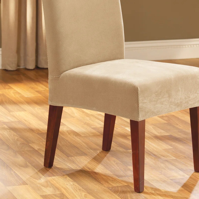 Stretch Pique Box Cushion Dining Chair Slipcover