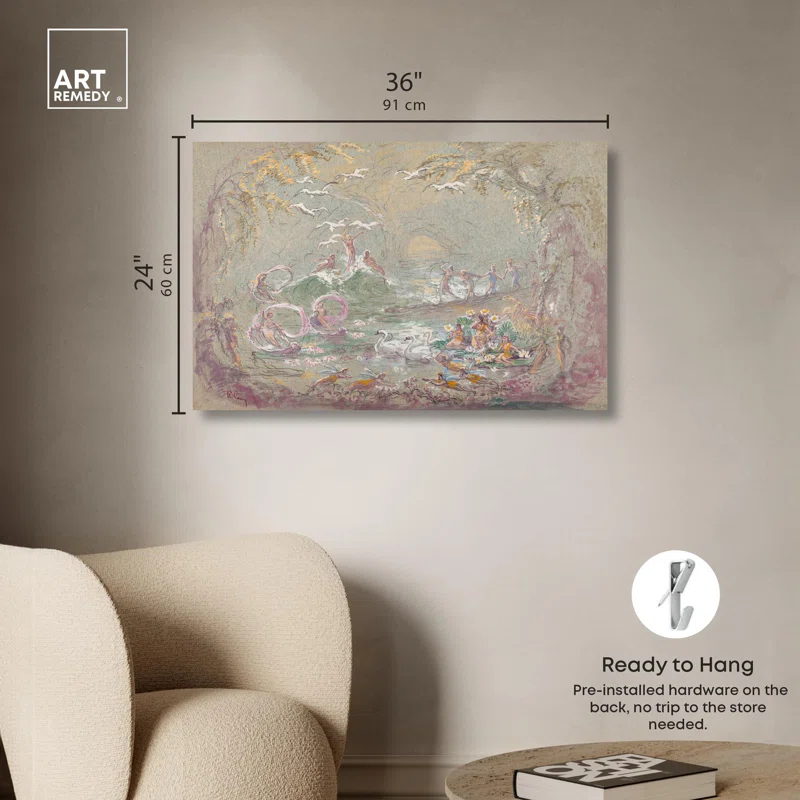Art Remedy Lake Scene with Fairies Canvas Classic Landscape Art by Art Remedy