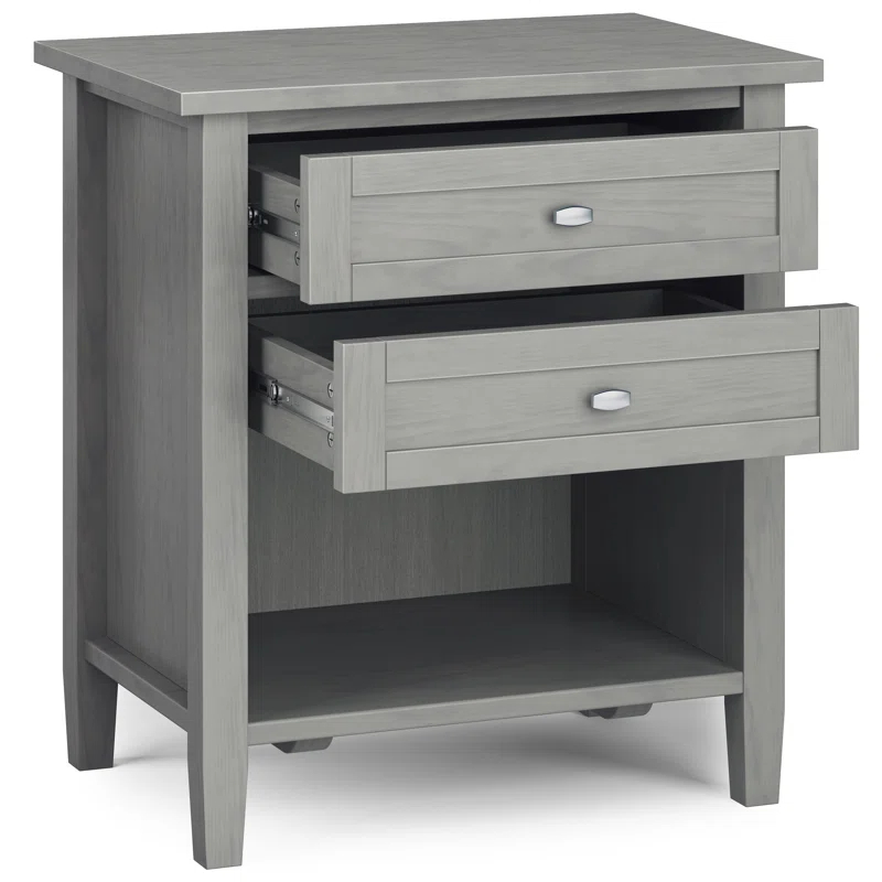 Simpli Home Warm Shaker 24"W Solid Wood Bedside Table with Two Drawers & Reviews | Wayfair