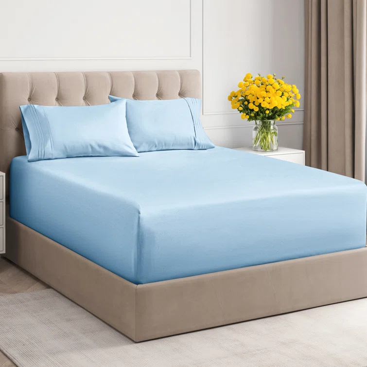 4 Piece Ultra Soft & Cooling Deep Pocket Sheet Set Brushed Hotel Luxury Bed Sheets