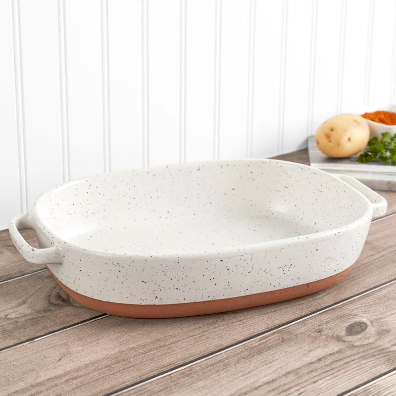 Denmark Tools for Cooks 2.4 Quart Stoneware Oval White Baker