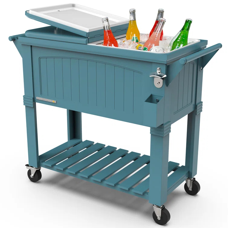 Permasteel 80 Qt. Furniture Style Rolling Patio Cooler